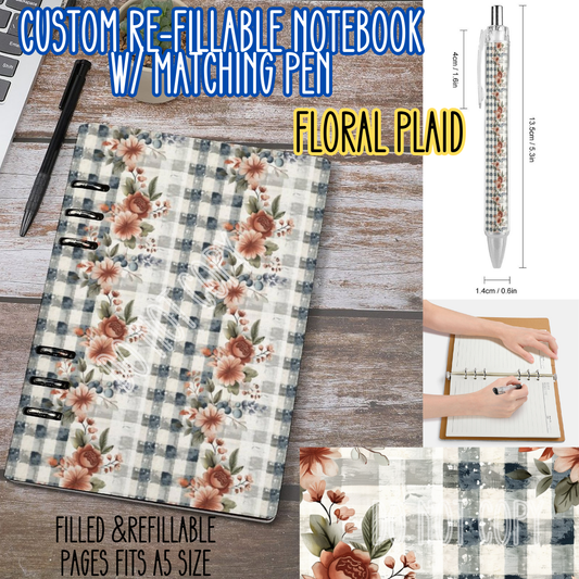 FLORAL PLAID -Matching A5 Notebook & Pen Set Round 4 Preorder Closing 5/17