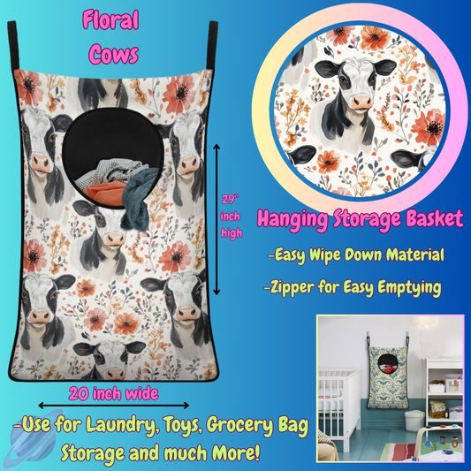 FLORAL COWS-Hanging Storage Baskets-Preorder closing 6/13
