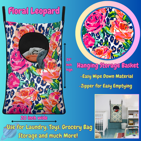 FLORAL LEOPARD-Hanging Storage Baskets-Preorder closing 6/13