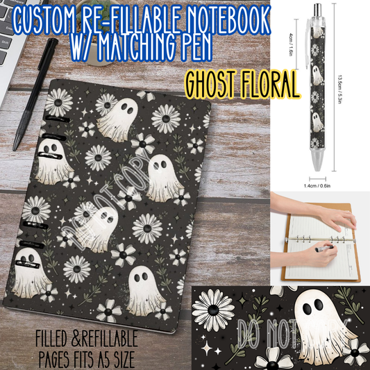GHOST FLORAL -Matching A5 Notebook & Pen Set Round 4 Preorder Closing 5/17