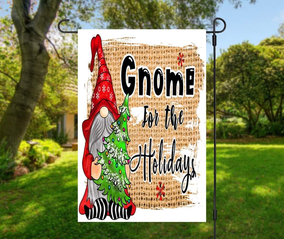 Gnome For The Holidays - Garden Flag (12x18)