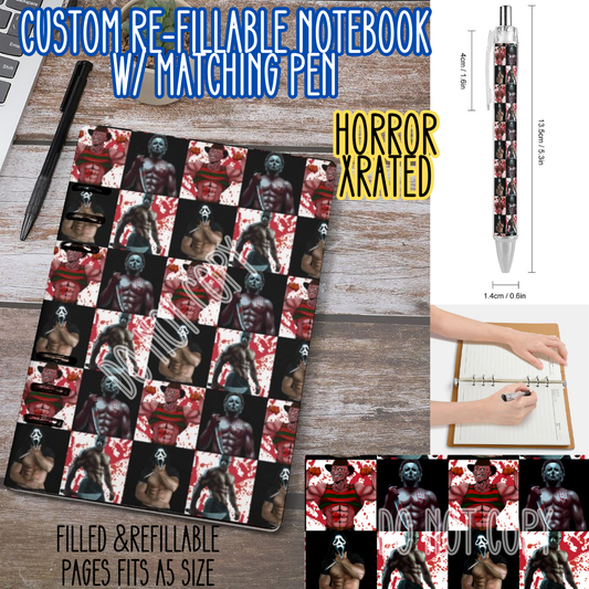 HORROR XRATED -Matching A5 Notebook & Pen Set Round 4 Preorder Closing 5/17