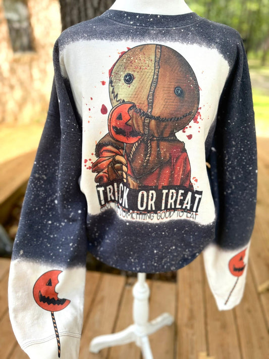 Trick or treat bleached sweatshirt