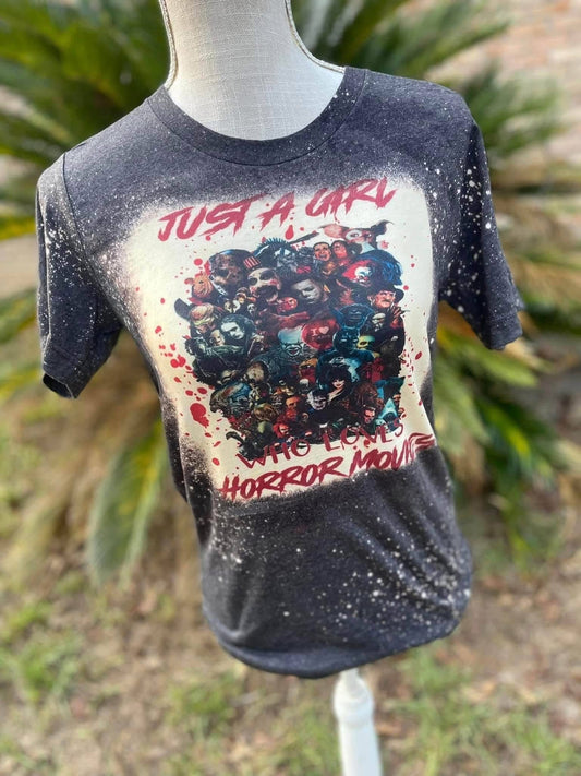Just a girl who loves horror movies bleached tee