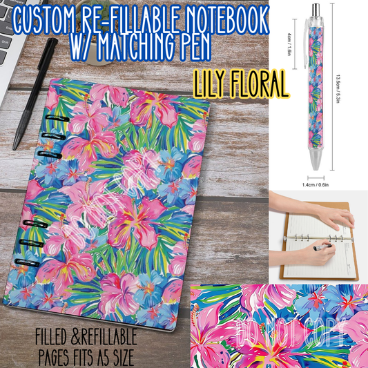 LILY FLORAL -Matching A5 Notebook & Pen Set Round 4 Preorder Closing 5/17