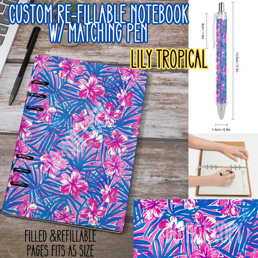 LILY TROPICAL -Matching A5 Notebook & Pen Set Round 4 Preorder Closing 5/17