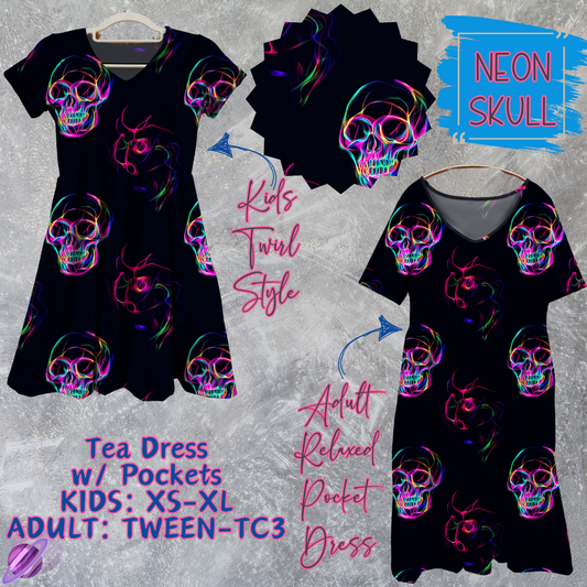 NEON SKULL - Adult & Kids - Tea Dress Run- Preorder Closing 5/13