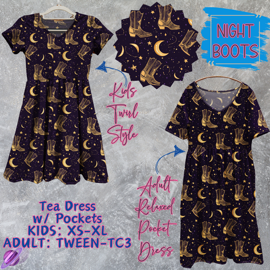 NIGHT BOOTS - Adult & Kids - Tea Dress Run- Preorder Closing 5/13