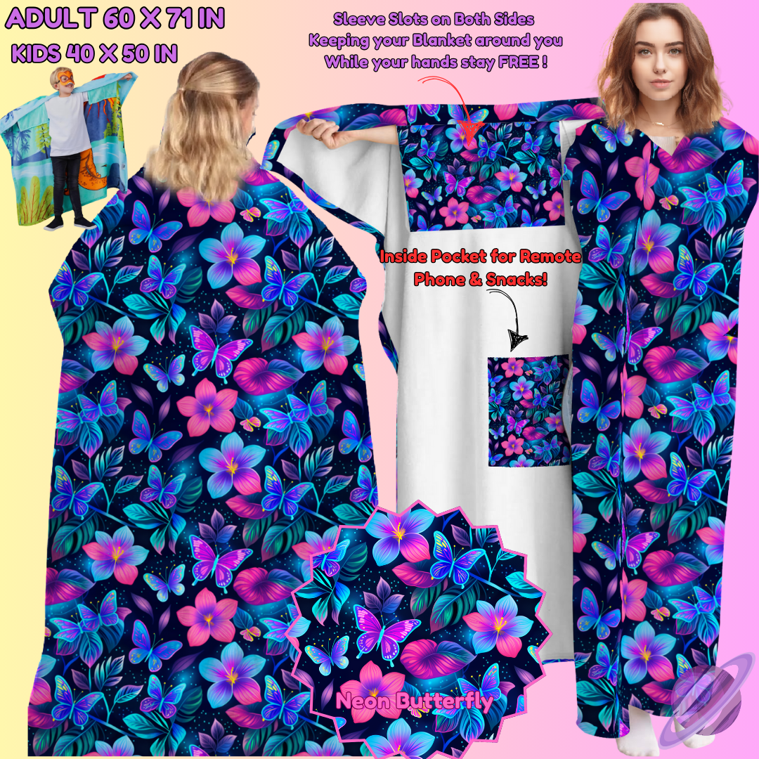 WEARABLE THROW RUN-NEON BUTTERFLY-PREORDER CLOSING 8/31