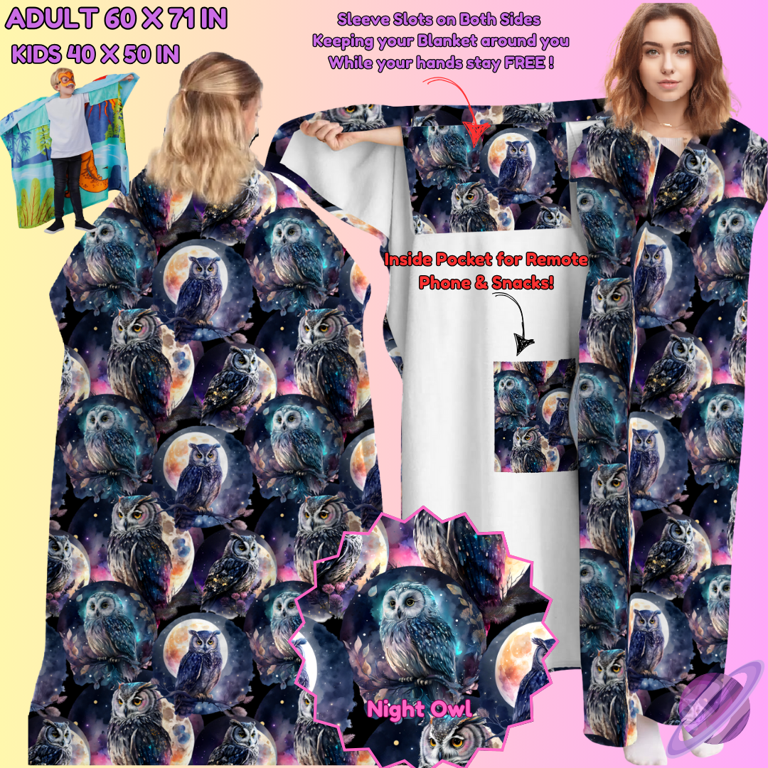 WEARABLE THROW RUN-NIGHT OWLS-PREORDER CLOSING 8/31