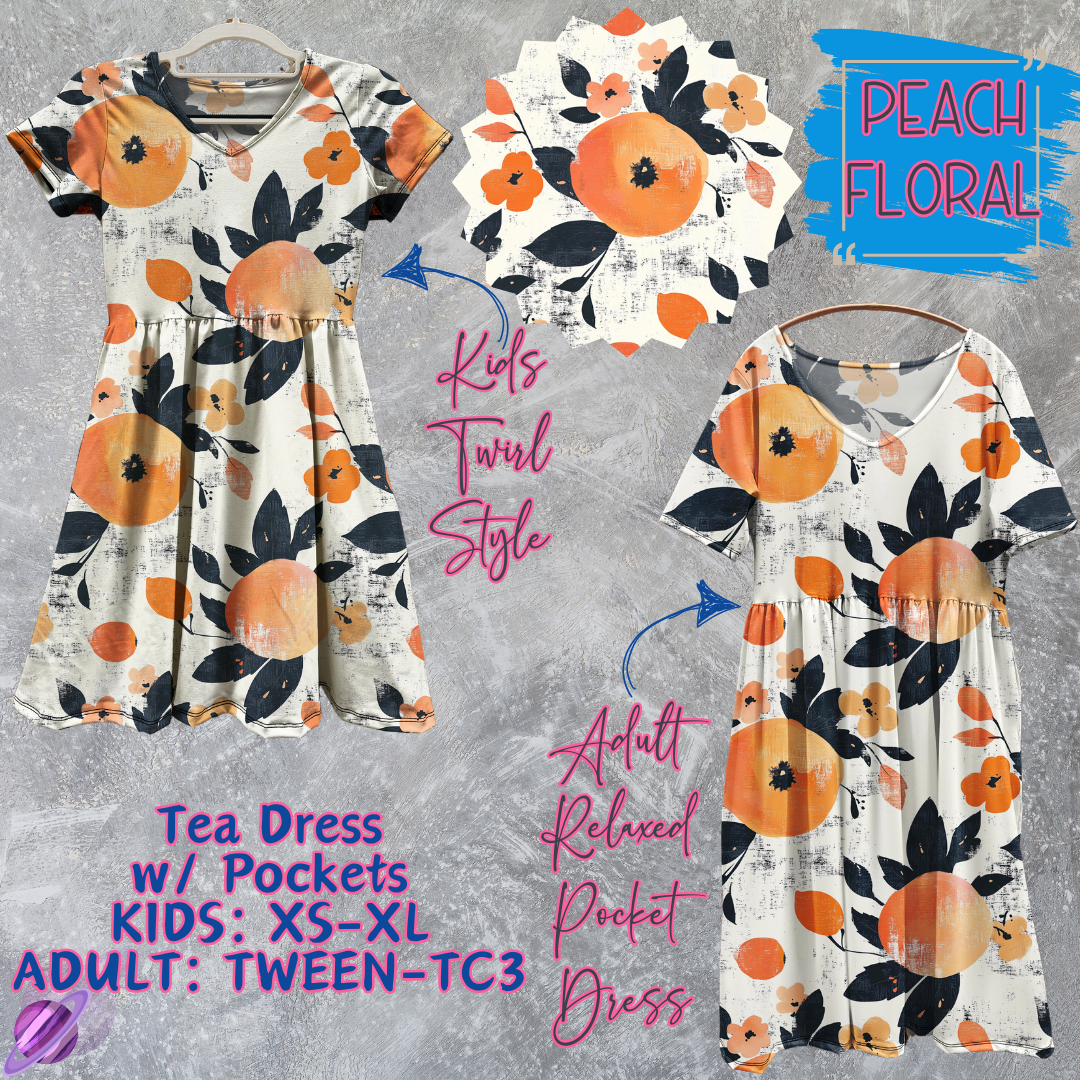 PEACH FLORAL - Adult & Kids - Tea Dress Run- Preorder Closing 5/13