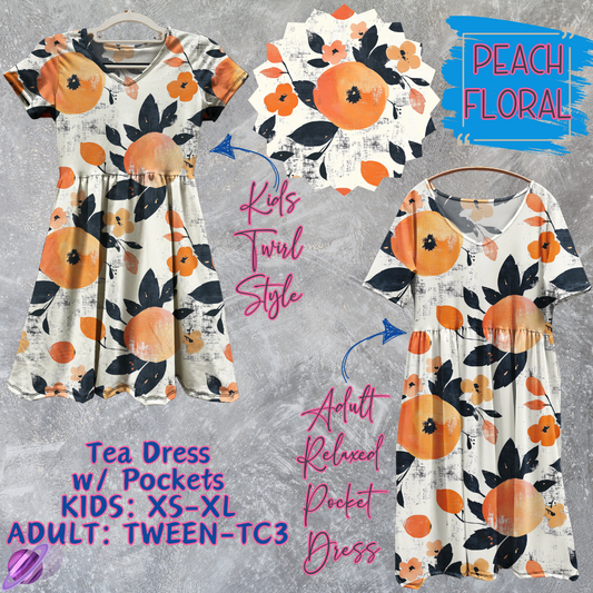 PEACH FLORAL - Adult & Kids - Tea Dress Run- Preorder Closing 5/13