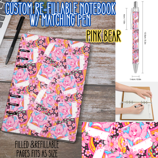 PINK BEAR -Matching A5 Notebook & Pen Set Round 4 Preorder Closing 5/17