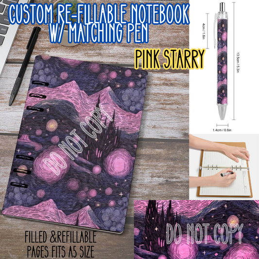 PINK STARRY -Matching A5 Notebook & Pen Set Round 4 Preorder Closing 5/17