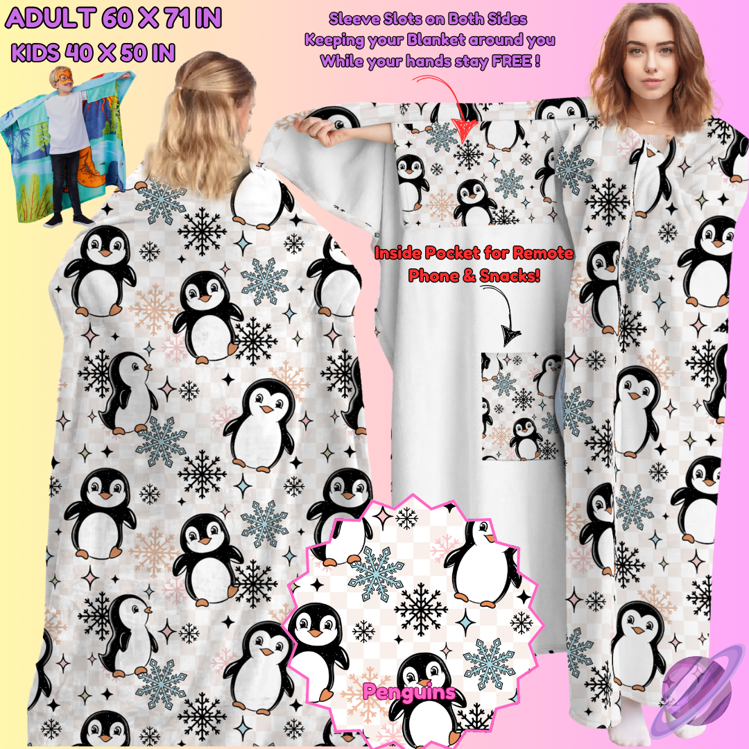 WEARABLE THROW RUN-PENGUINS-PREORDER CLOSING 8/31