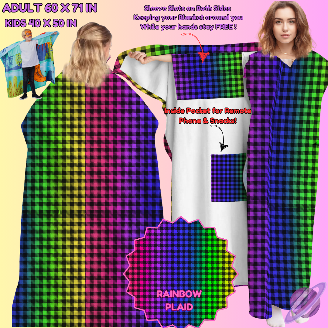 WEARABLE THROW RUN-RAINBOW PLAID-PREORDER CLOSING 8/31