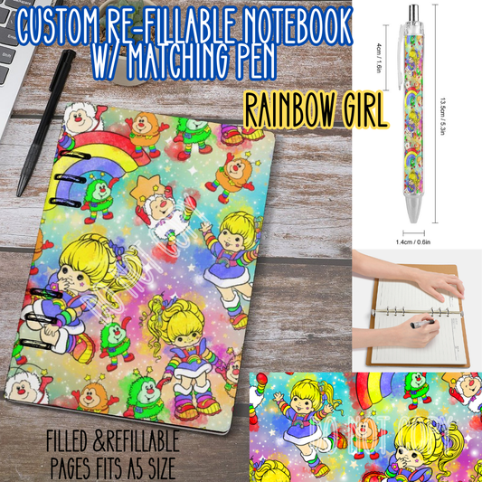 RAINBOW GIRL -Matching A5 Notebook & Pen Set Round 4 Preorder Closing 5/17