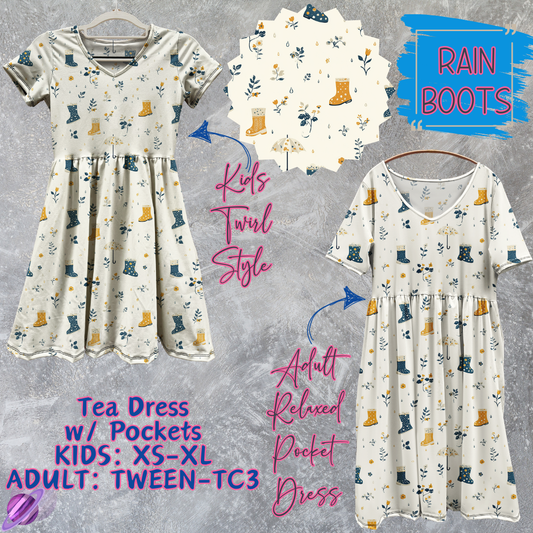 RAIN BOOTS - Adult & Kids - Tea Dress Run- Preorder Closing 5/13