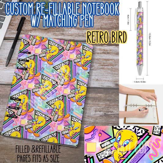 RETRO BIRD -Matching A5 Notebook & Pen Set Round 4 Preorder Closing 5/17