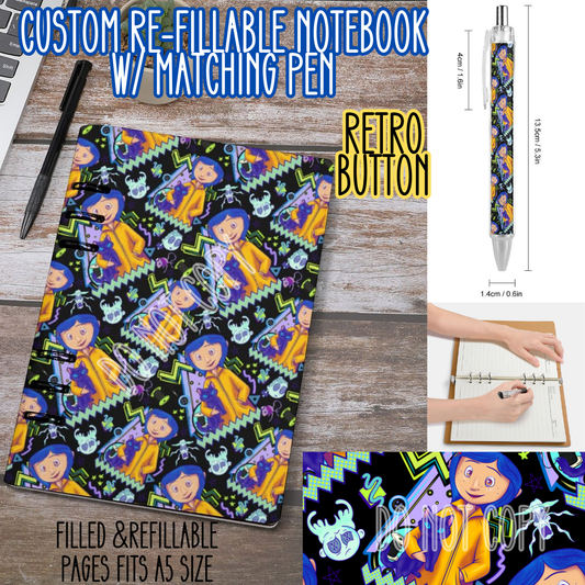 RETRO BUTTON -Matching A5 Notebook & Pen Set Round 4 Preorder Closing 5/17
