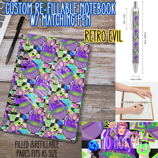 RETRO EVIL -Matching A5 Notebook & Pen Set Round 4 Preorder Closing 5/17