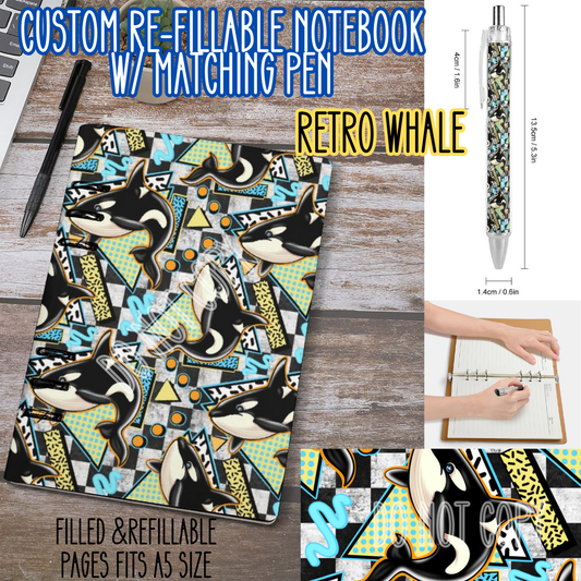 RETRO WHALE -Matching A5 Notebook & Pen Set Round 4 Preorder Closing 5/17