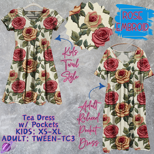 ROSE EMBROID - Adult & Kids - Tea Dress Run- Preorder Closing 5/13