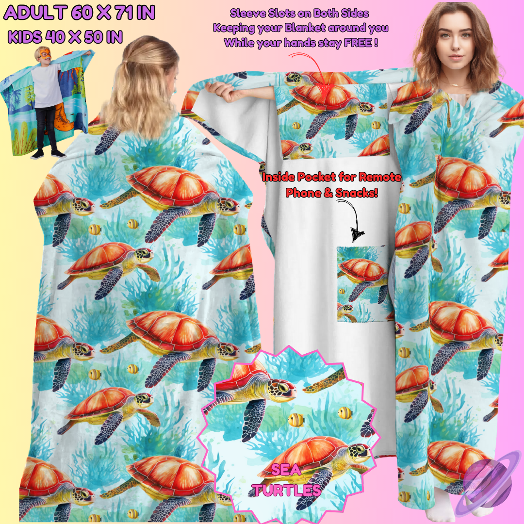 WEARABLE THROW RUN-SEA TURTLES-PREORDER CLOSING 8/31