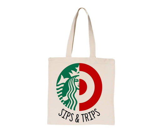 SIPS AND TRIPS - Custom Economical Tote Bag (15x16)