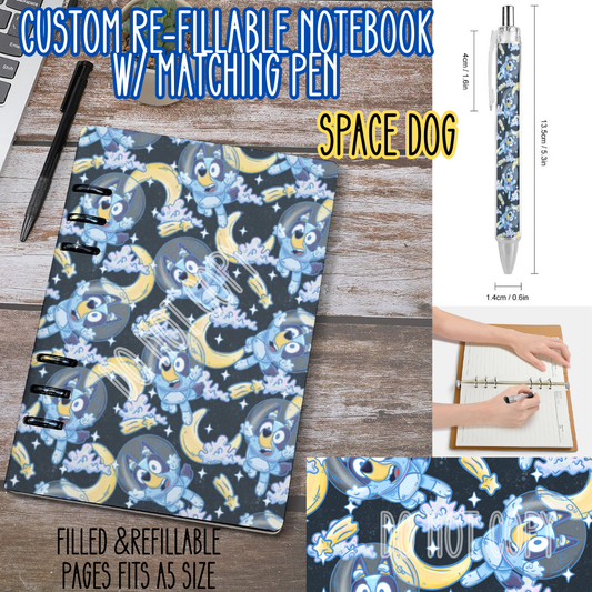 SPACE DOG -Matching A5 Notebook & Pen Set Round 4 Preorder Closing 5/17