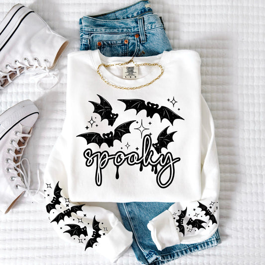 SPOOKY SWEATER WITH SLEEVE PRINTS