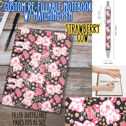 STRAWBERRY COW -Matching A5 Notebook & Pen Set Round 4 Preorder Closing 5/17