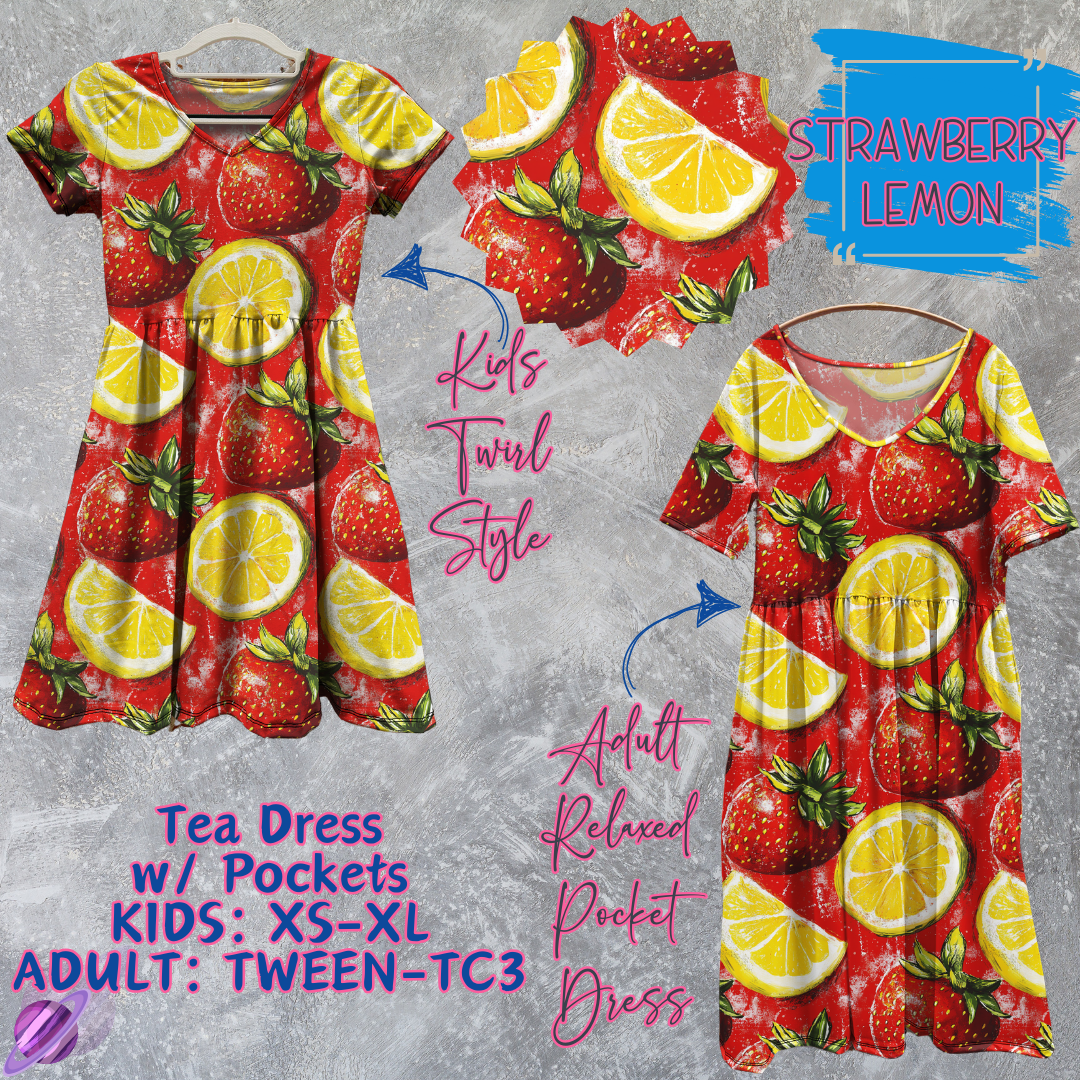 STRAWBERRY LEMON - Adult & Kids - Tea Dress Run- Preorder Closing 5/13