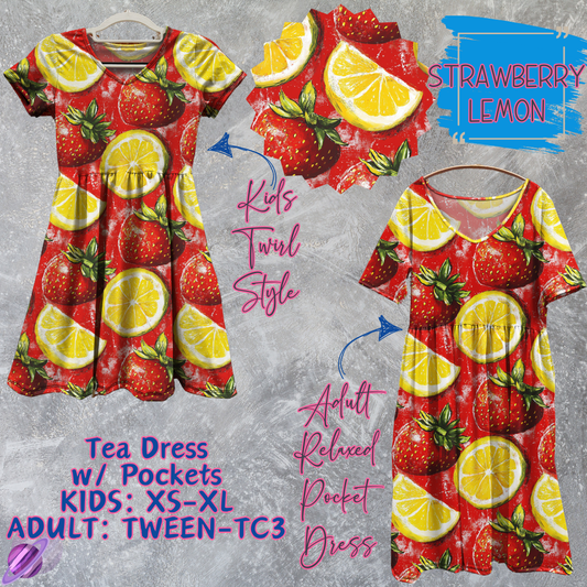 STRAWBERRY LEMON - Adult & Kids - Tea Dress Run- Preorder Closing 5/13