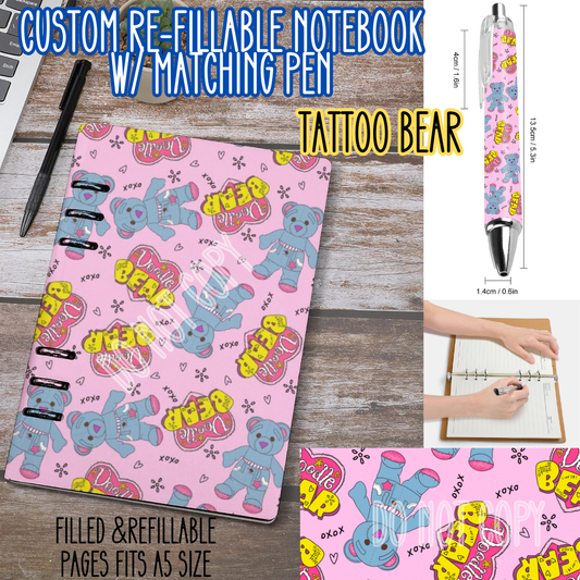 TATTOO BEAR -Matching A5 Notebook & Pen Set Round 4 Preorder Closing 5/17