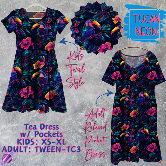 TUCAN NEON - Adult & Kids - Tea Dress Run- Preorder Closing 5/13
