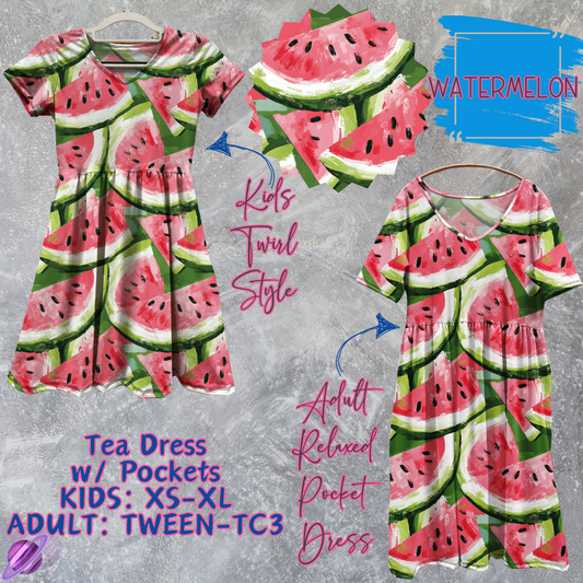WATERMELON - Adult & Kids - Tea Dress Run- Preorder Closing 5/13