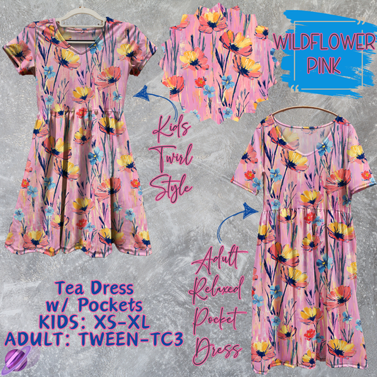 WILDFLOWER PINK - Adult & Kids - Tea Dress Run- Preorder Closing 5/13