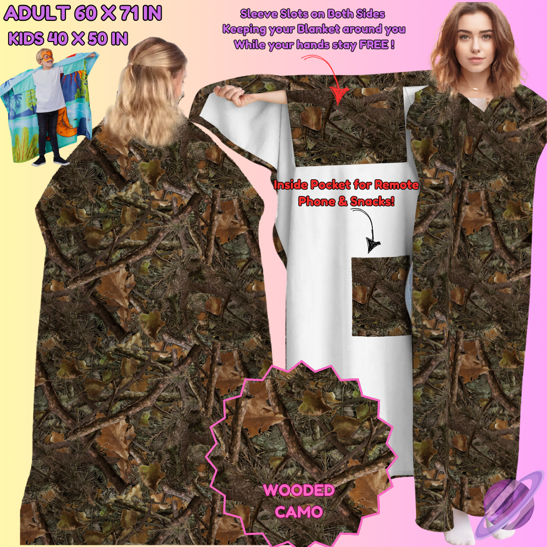 WEARABLE THROW RUN-WOODED CAMO-PREORDER CLOSING 8/31