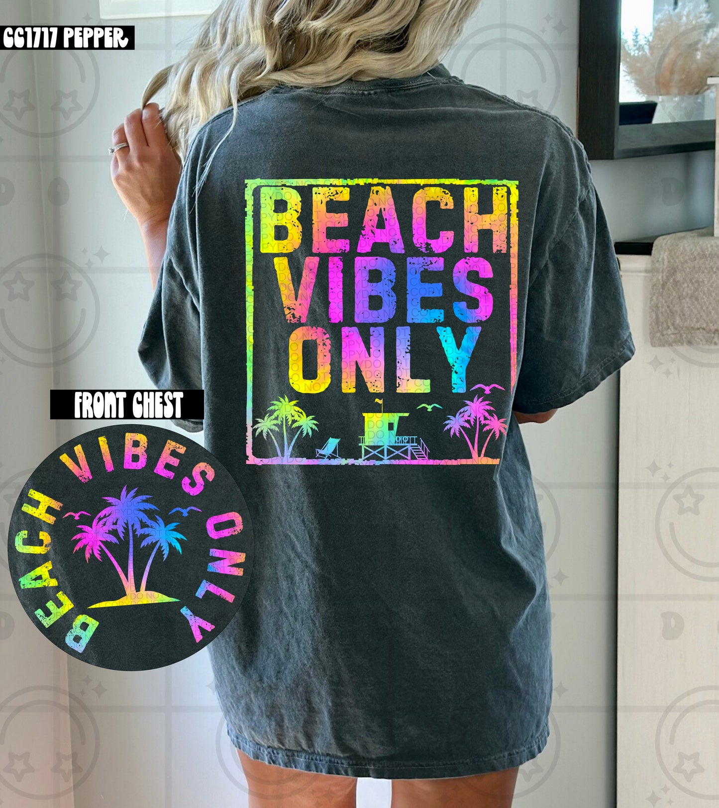 BEACH VIBES ONLY-DOUBLE SIDED TEE