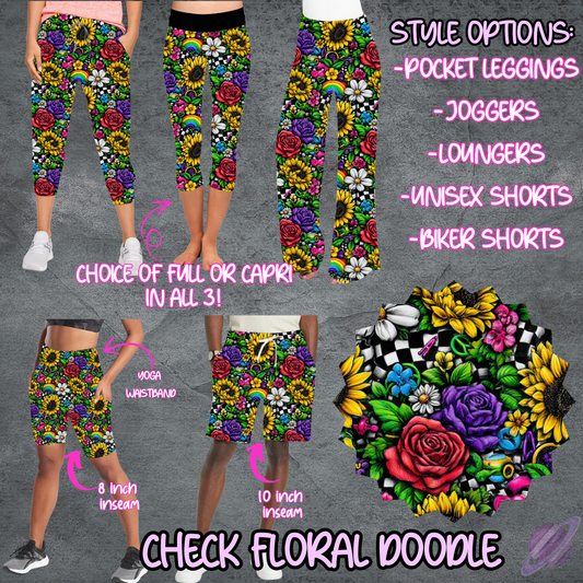 CHECK FLORAL DOODLE - LEGGING/JOGGER/LOUNGER/SHORTS - B105 PREORDER CLOSING 5/19