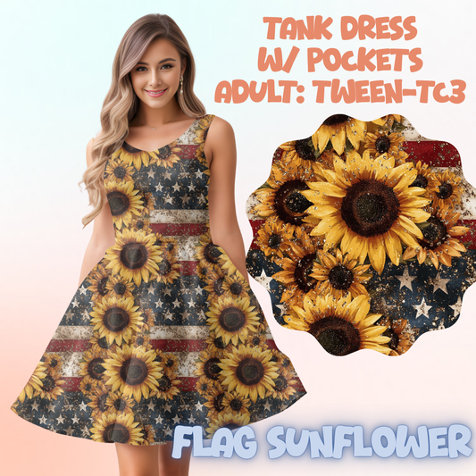 FLAG SUNFLOWER - ADULT TANK DRESS PREORDER CLOSES 5/15