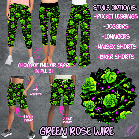 GREEN ROSE WIRE - LEGGING/JOGGER/LOUNGER/SHORTS - B105 PREORDER CLOSING 5/19
