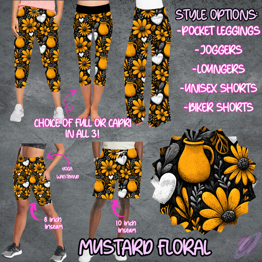 MUSTARD FLORAL - LEGGING/JOGGER/LOUNGER/SHORTS - B105 PREORDER CLOSING 5/19