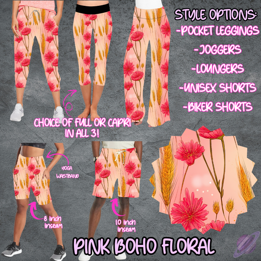 PINK BOHO FLORAL - LEGGING/JOGGER/LOUNGER/SHORTS - B105 PREORDER CLOSING 5/19