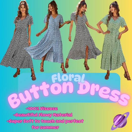 FLORAL BUTTON DRESS-PREORDER CLOSING 6/6
